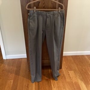 Mens Haggar Cool Pro Gray Pleated Pants